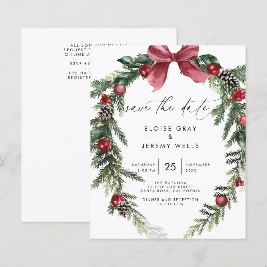 Modern Script Save the Date (正面/裏面)