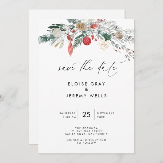 Modern Script Save the Date 招待状 (正面/裏面)