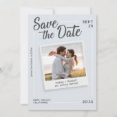 Modern Script Save the Date Retro Photo Wedding セーブザデート (正面)