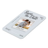 Modern Script Save the Date Retro Photo Wedding マグネット (左側)