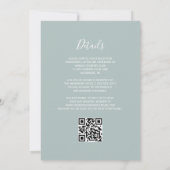 Modern Script Sea Glass Green QR Code Wedding 招待状 (裏面)