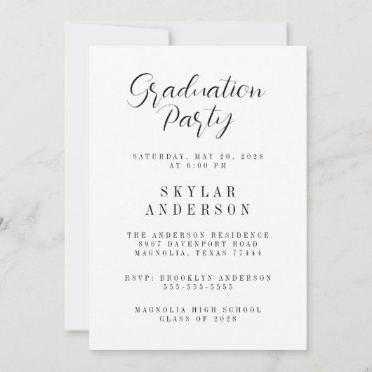 Modern Script Senior Photo Graduation  招待状 (裏面)