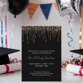 Modern Script She did it! Gold Photo Graduation 招待状