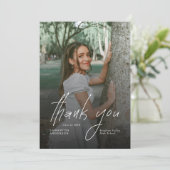 Modern Script Simple Photo Graduation  サンキューカード (スタンド正面)