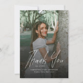 Modern Script Simple Photo Graduation  サンキューカード (正面)