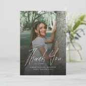 Modern Script Simple Photo Graduation  サンキューカード (スタンド正面)