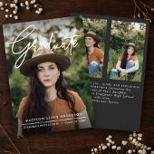 Modern Script Simple Photo Graduation Announcement 招待状