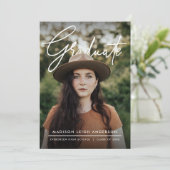 Modern Script Simple Photo Graduation Announcement 招待状 (スタンド正面)