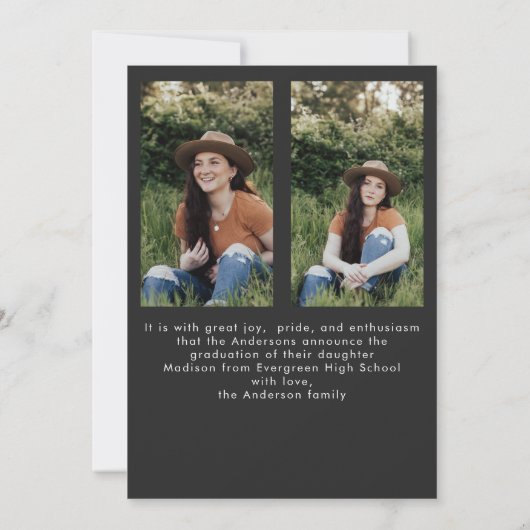 Modern Script Simple Photo Graduation Announcement 招待状 (裏面)