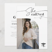 Modern Script Simple Photo RN Nursing Graduation 案内状 (正面/裏面)