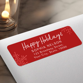 Modern Script Snowflakes Holidays Return Address ラベル