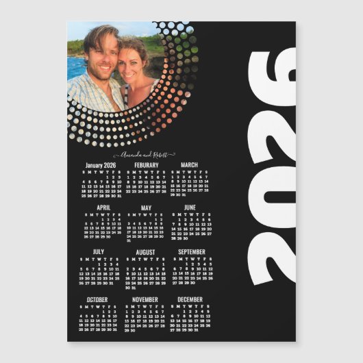 Modern Script Stylish 2026 Calendar Photo Magnet  (正面)