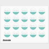 Modern Script Teal & White Thank You ラウンドシール (シート)