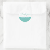 Modern Script Teal & White Thank You ラウンドシール (バッグ)