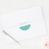 Modern Script Teal & White Thank You ラウンドシール (封筒)