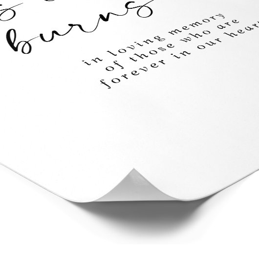 Modern Script This Candle Burns Wedding Memorial ポスター (角)