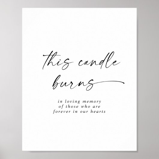 Modern Script This Candle Burns Wedding Memorial ポスター (正面)
