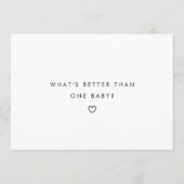 Modern Script Twins Minimalistic Baby Pregnancy 案内状 (正面)