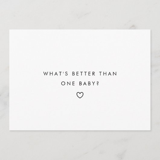 Modern Script Twins Minimalistic Baby Pregnancy 案内状 (正面)
