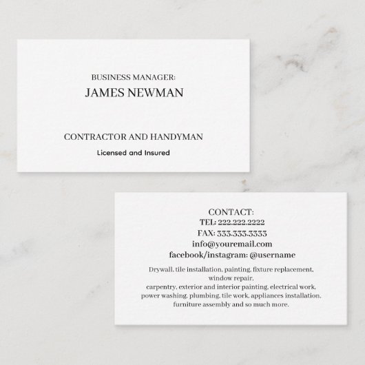 Modern Script Typography Business Card 名刺 (正面/裏面)