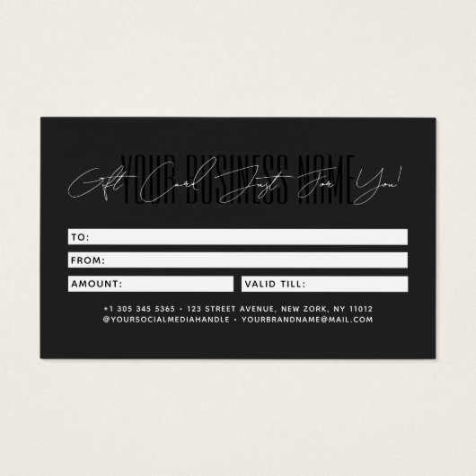 Modern script typography business gift card  (裏面)