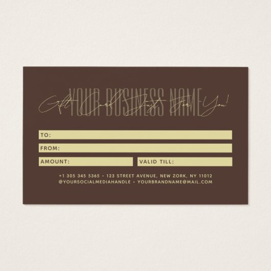 Modern script typography business gift card  (裏面)