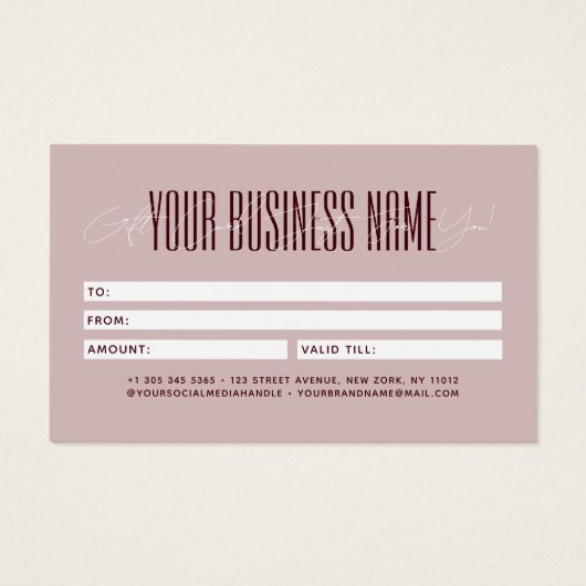 Modern script typography business gift card (裏面)