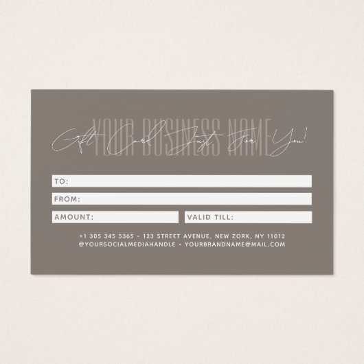 Modern script typography business gift card  (裏面)