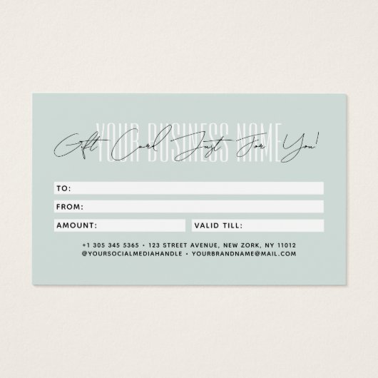 Modern script typography business gift card  (裏面)