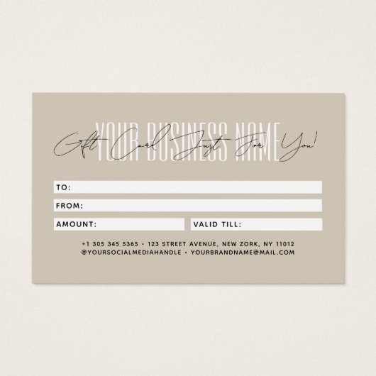 Modern script typography business gift card  (裏面)