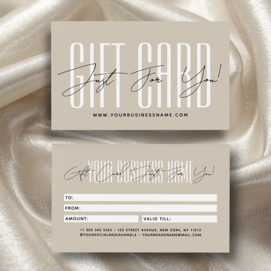Modern script typography business gift card 