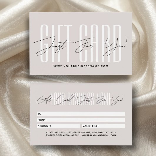 Modern script typography business gift card 