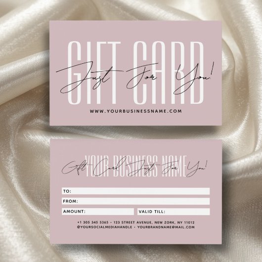 Modern script typography business gift card 
