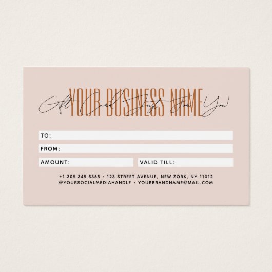 Modern script typography business gift card  (裏面)