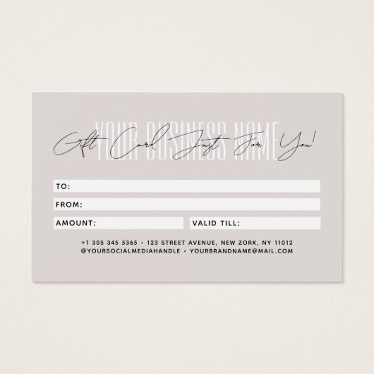 Modern script typography business gift card  (裏面)