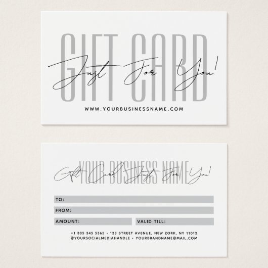 Modern script typography business gift card  (正面&裏面)