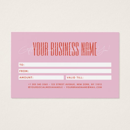 Modern script typography business gift card  (裏面)