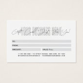 Modern script typography business gift card  (裏面)