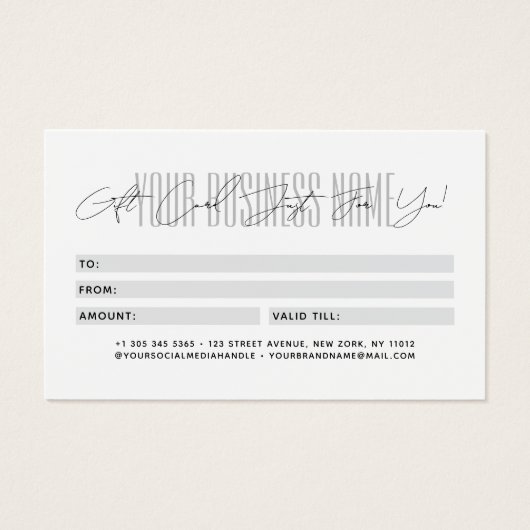 Modern script typography business gift card  (裏面)