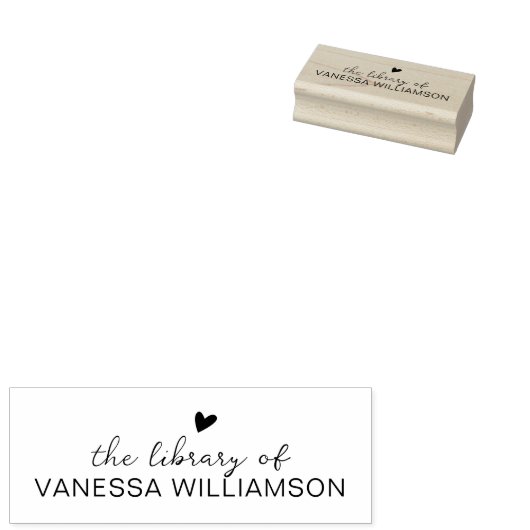 Modern Script Typography Custom Name Book Library  ラバースタンプ (押印)