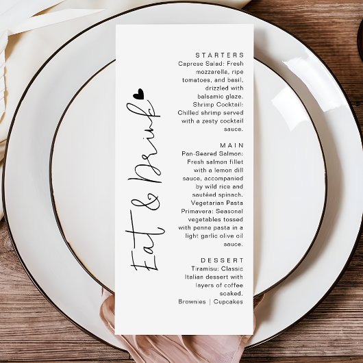 Modern Script Typography | Eat & Drink Wedding メニュー