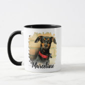 Modern Script Typography Name and Custom Pet Photo マグカップ (左)