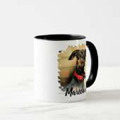 Modern Script Typography Name and Custom Pet Photo マグカップ (正面右)