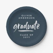 Modern script typography navy blue graduation clas ペーパープレート (正面)