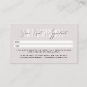 Modern script typography professional reminder 予約カード (裏面)