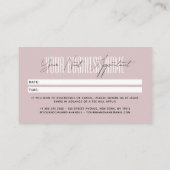 Modern script typography professional reminder 予約カード (裏面)