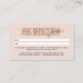 Modern script typography professional reminder 予約カード (裏面)