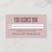 Modern script typography professional reminder 予約カード (裏面)