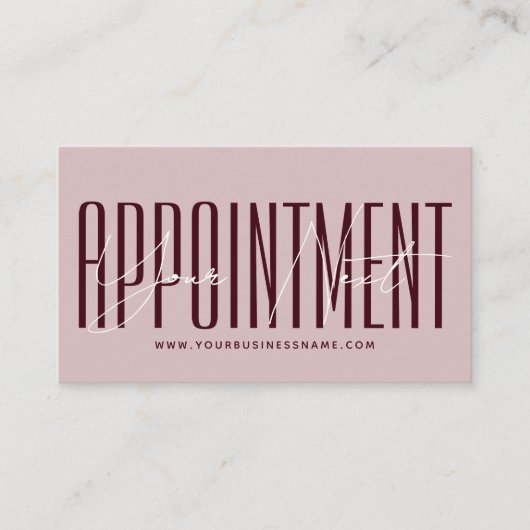 Modern script typography professional reminder 予約カード (正面)