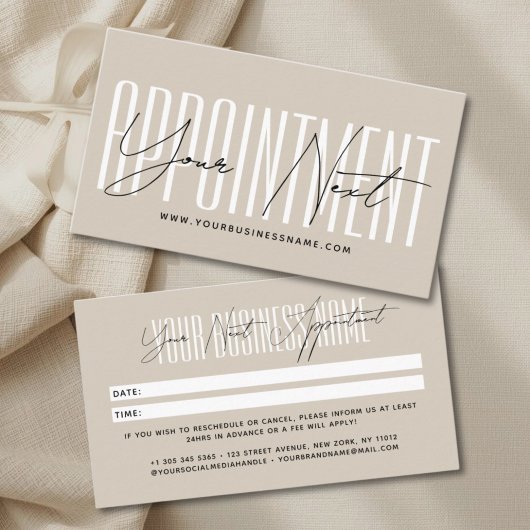 Modern script typography professional reminder 予約カード